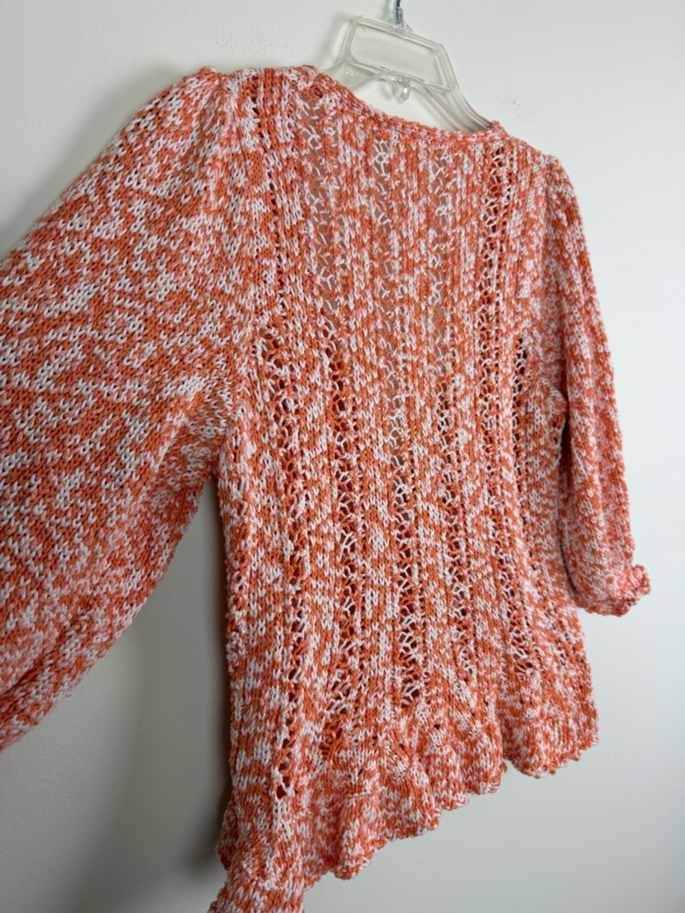 Free People Yesterday Tie Front Puff Sleeve Pointelle Cardigan Size S - Picture 9 of 13